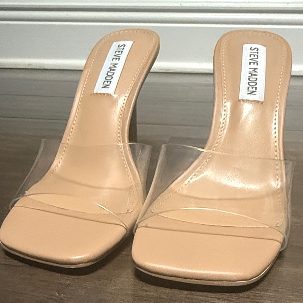 Steve Madden Beige and Clear Heels